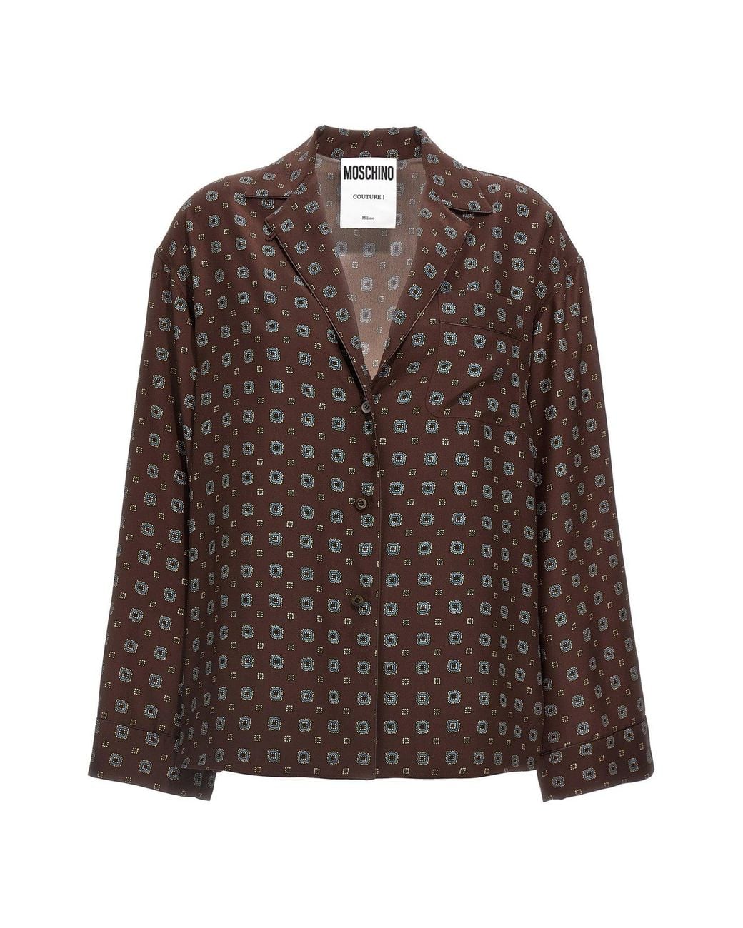 Moschino Brown Patterned Silk Shirt