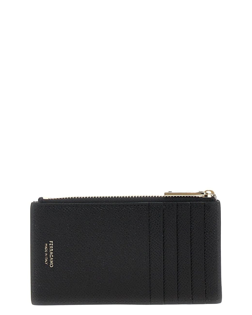 Ferragamo Black Card Holder With Gancini Detail for men