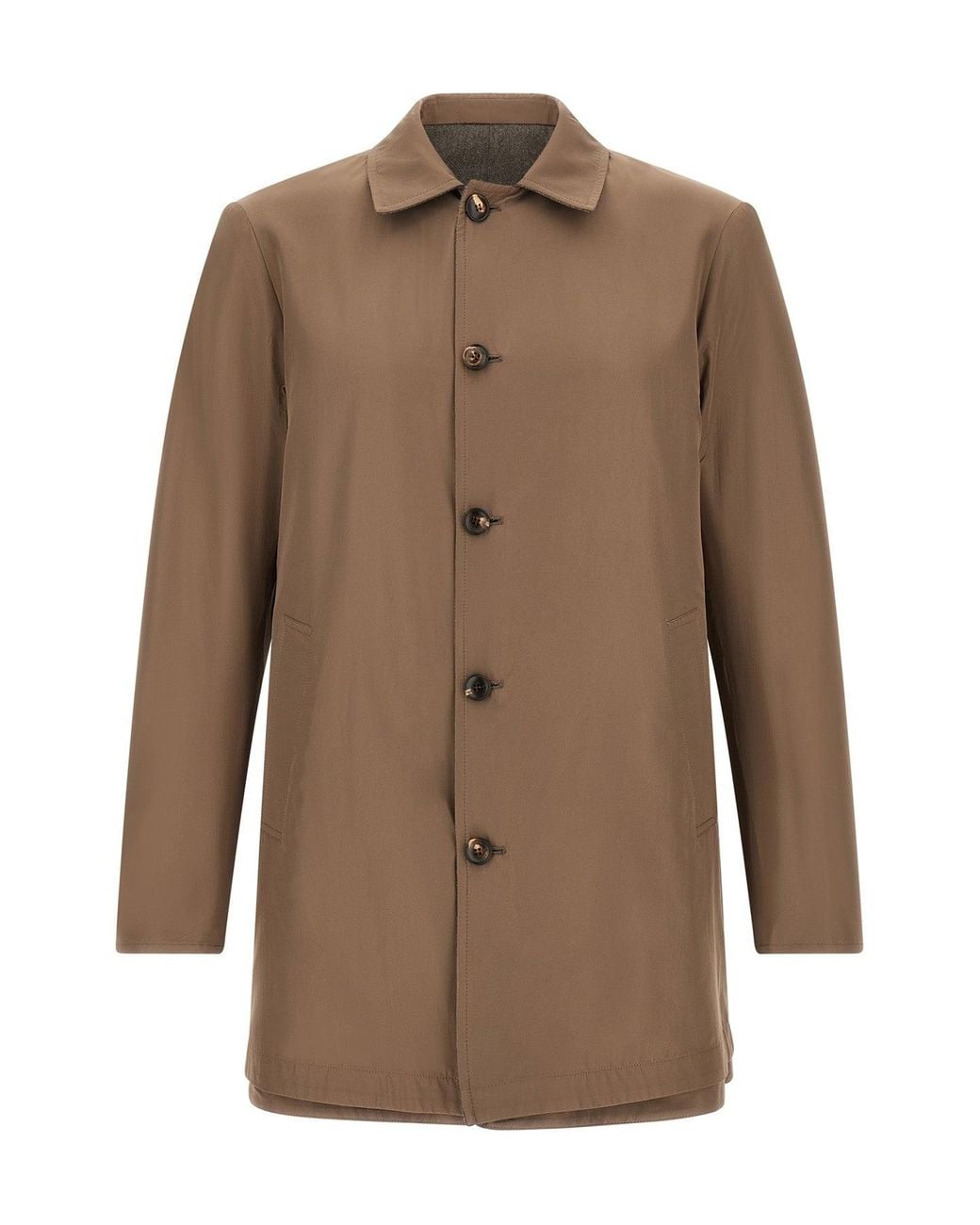 Pal Zileri Gray Reversible Pure Wool Mac for men