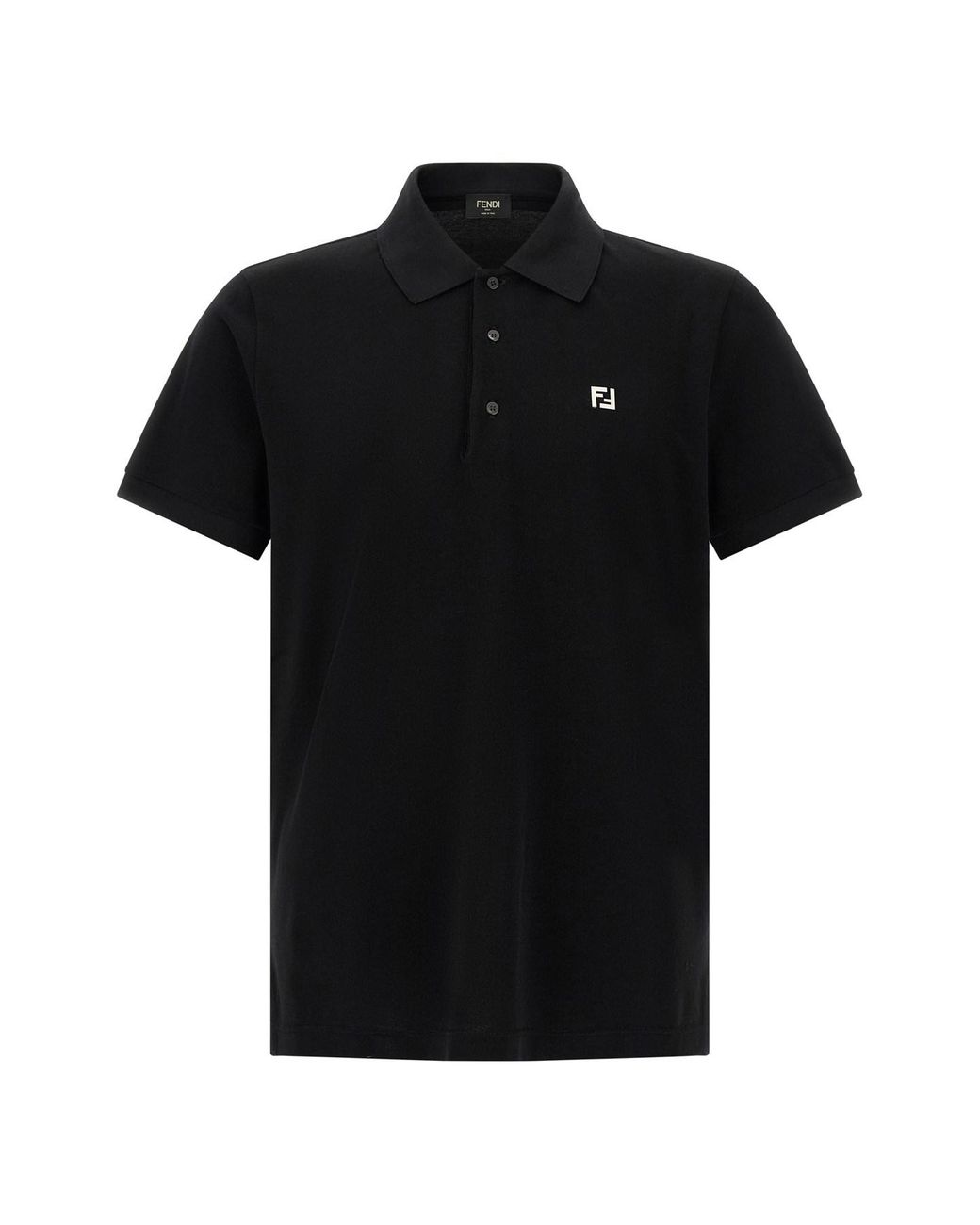Fendi Black Ff Metallic Logo Polo Shirt for men