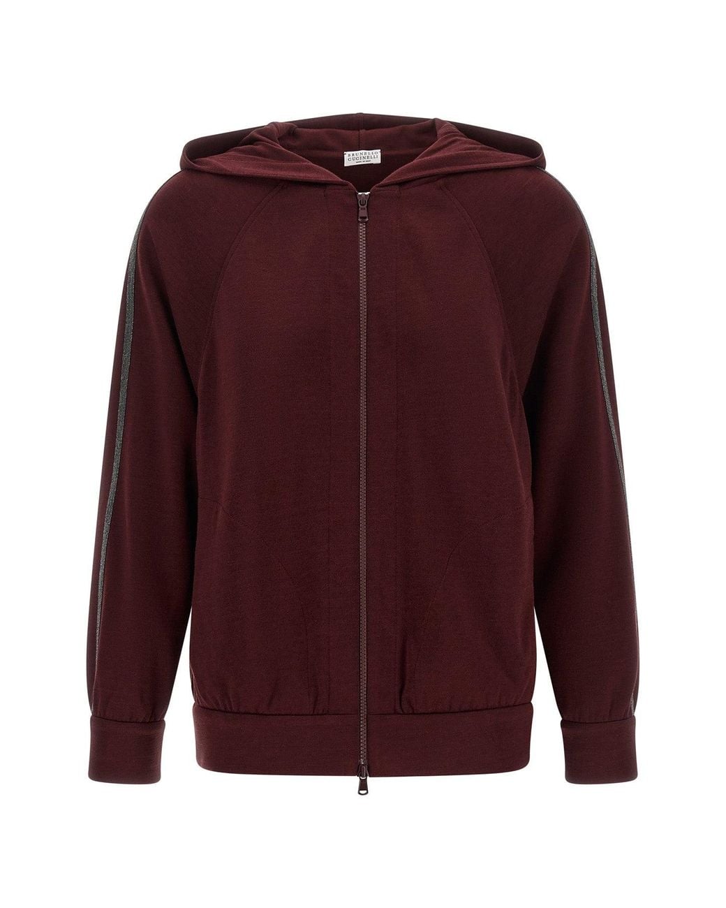 Brunello Cucinelli Purple Zip Hoodie With Monili Detail