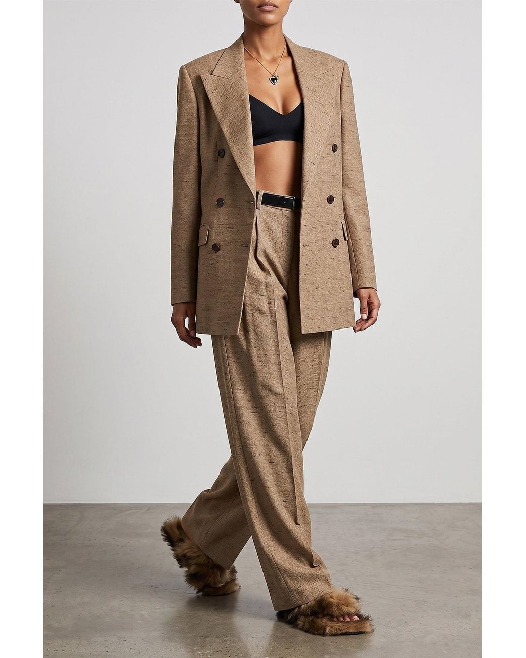 Dolce & Gabbana Natural Tweed-Effect Tailored Trousers