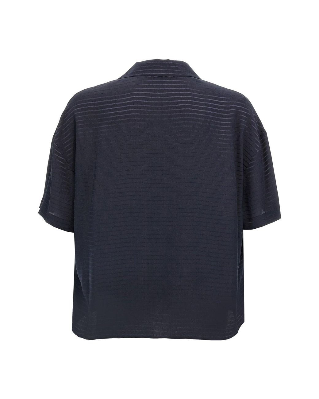 Saint Laurent Blue Silk Polo Shirt With Striped Texture for men