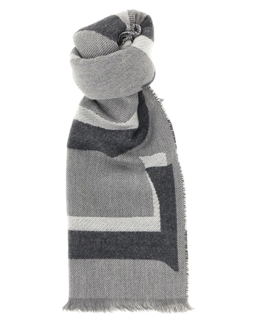 Loewe Gray Scarf With Maxi Jacquard Logo