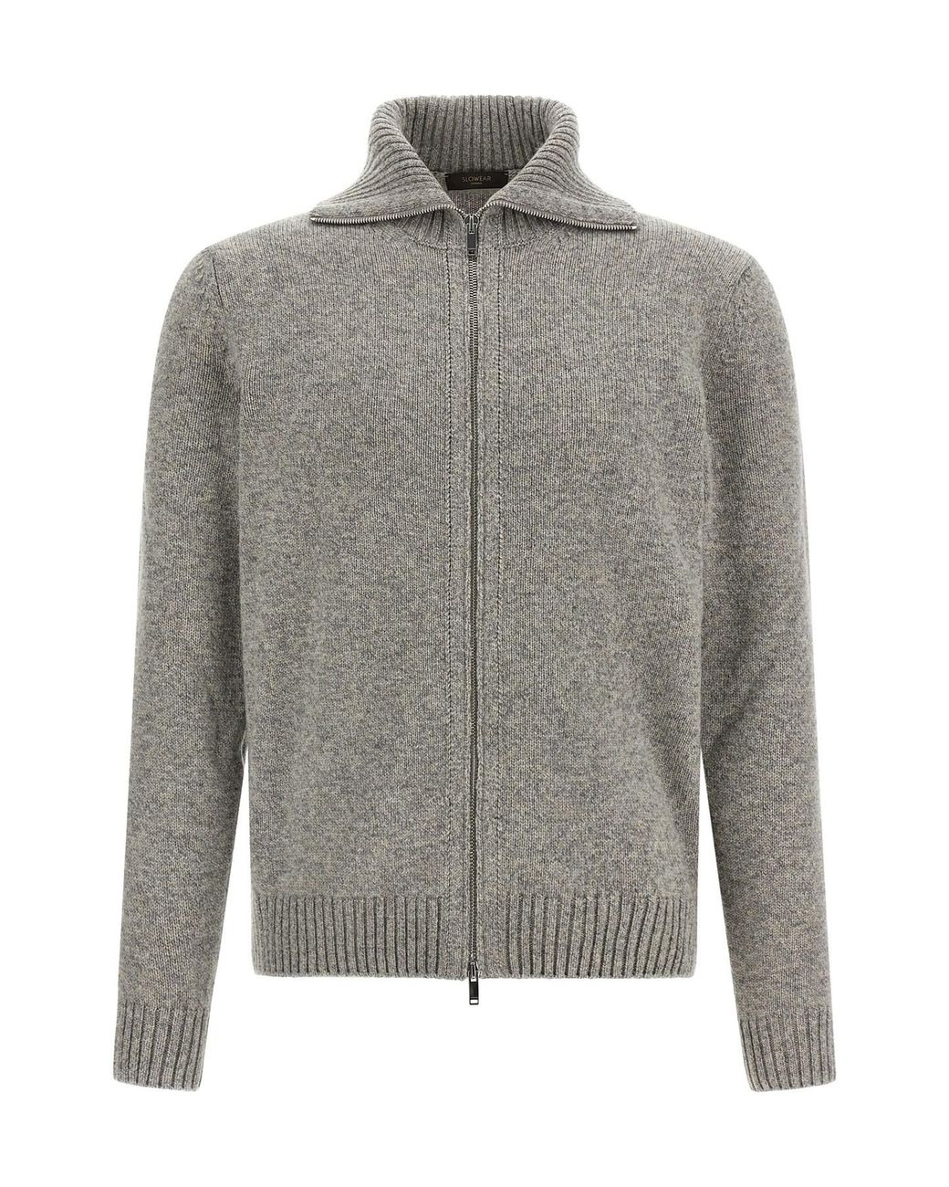Zanone Gray Virgin Wool Cardigan for men