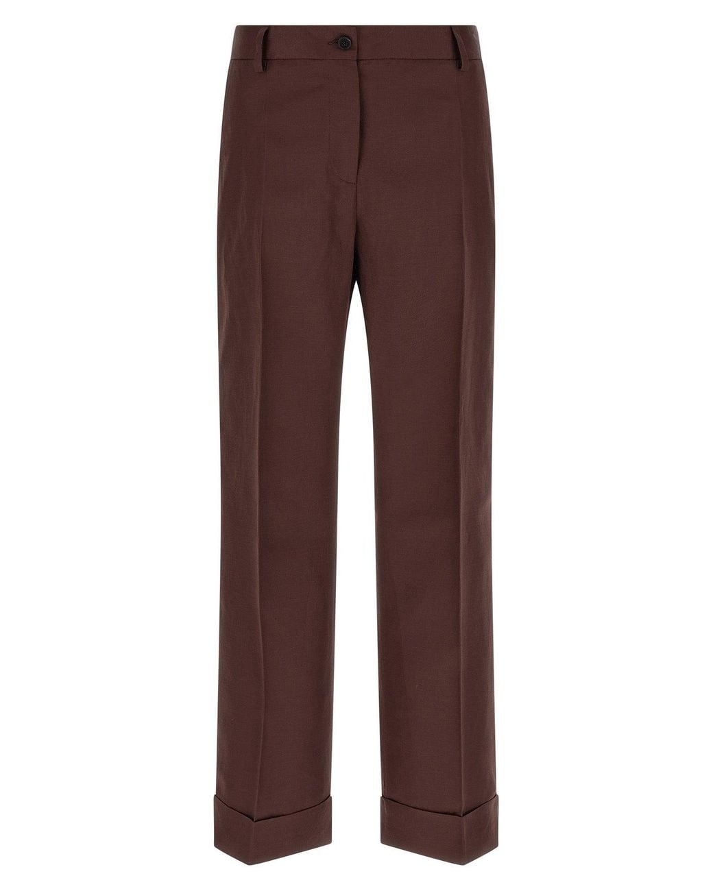Alberto Biani Brown Trousers With Cuffed Hem