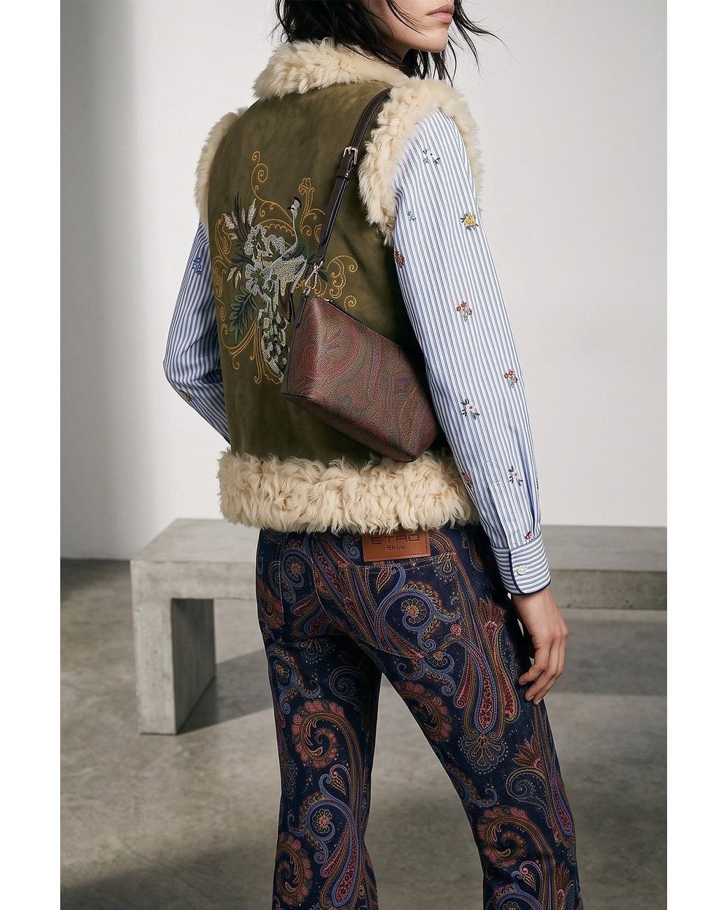 Etro Blue Cotton Shirt With Floral Embroidery