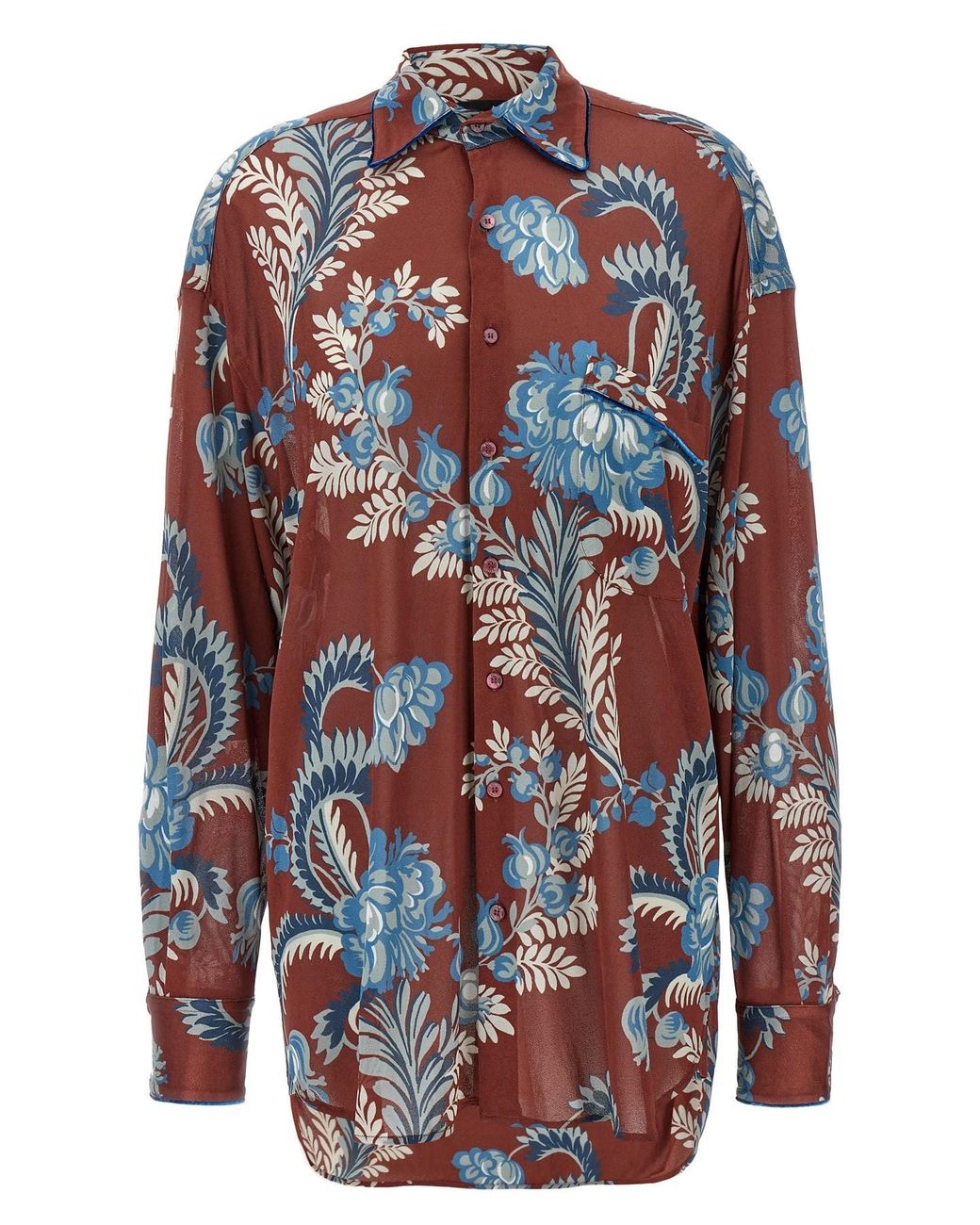 Etro Red Floral Foliage Shirt