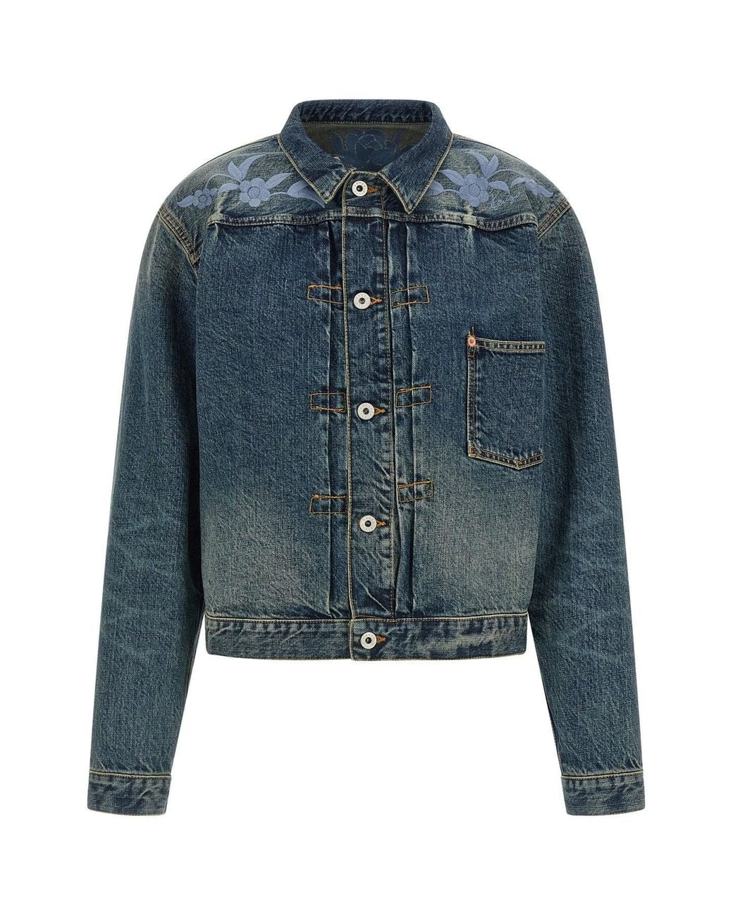 KENZO Blue Floral Embroidered Denim Jacket for men