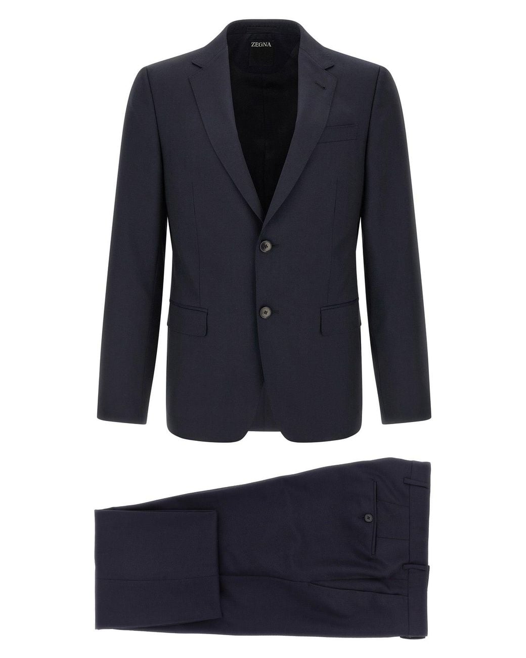 Zegna Blue Single-Breasted Wool And Mohair Suit for men