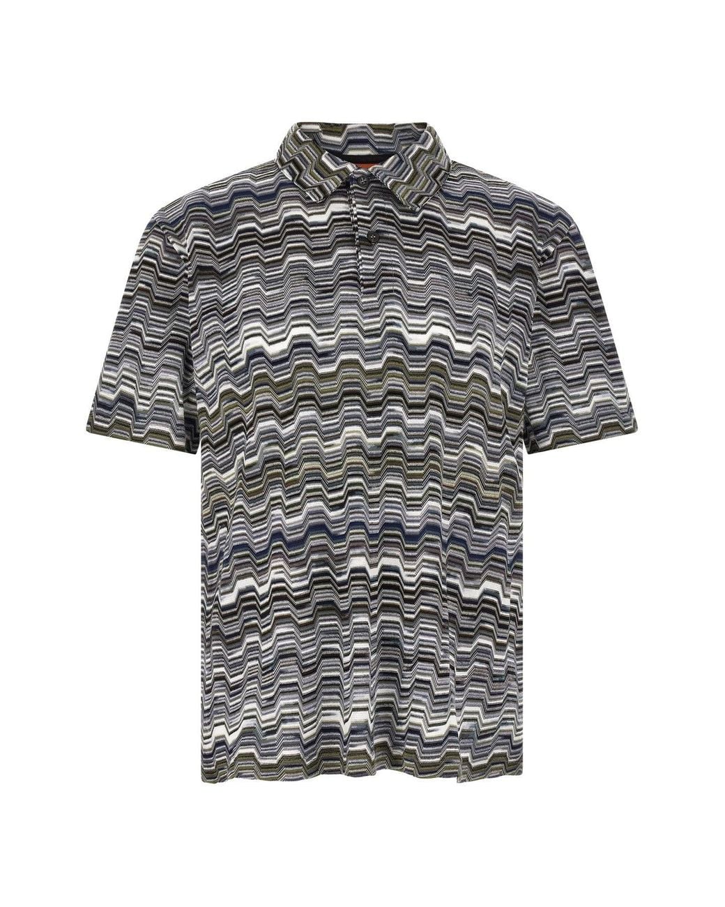 Missoni Gray Polo 'Irregular Zig Zag' for men