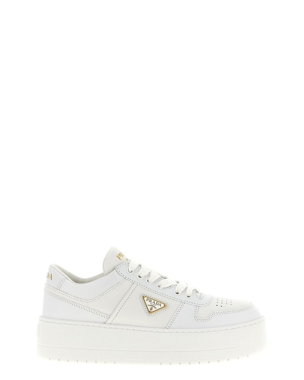 Prada White Sneaker With Structured Platform Sole
