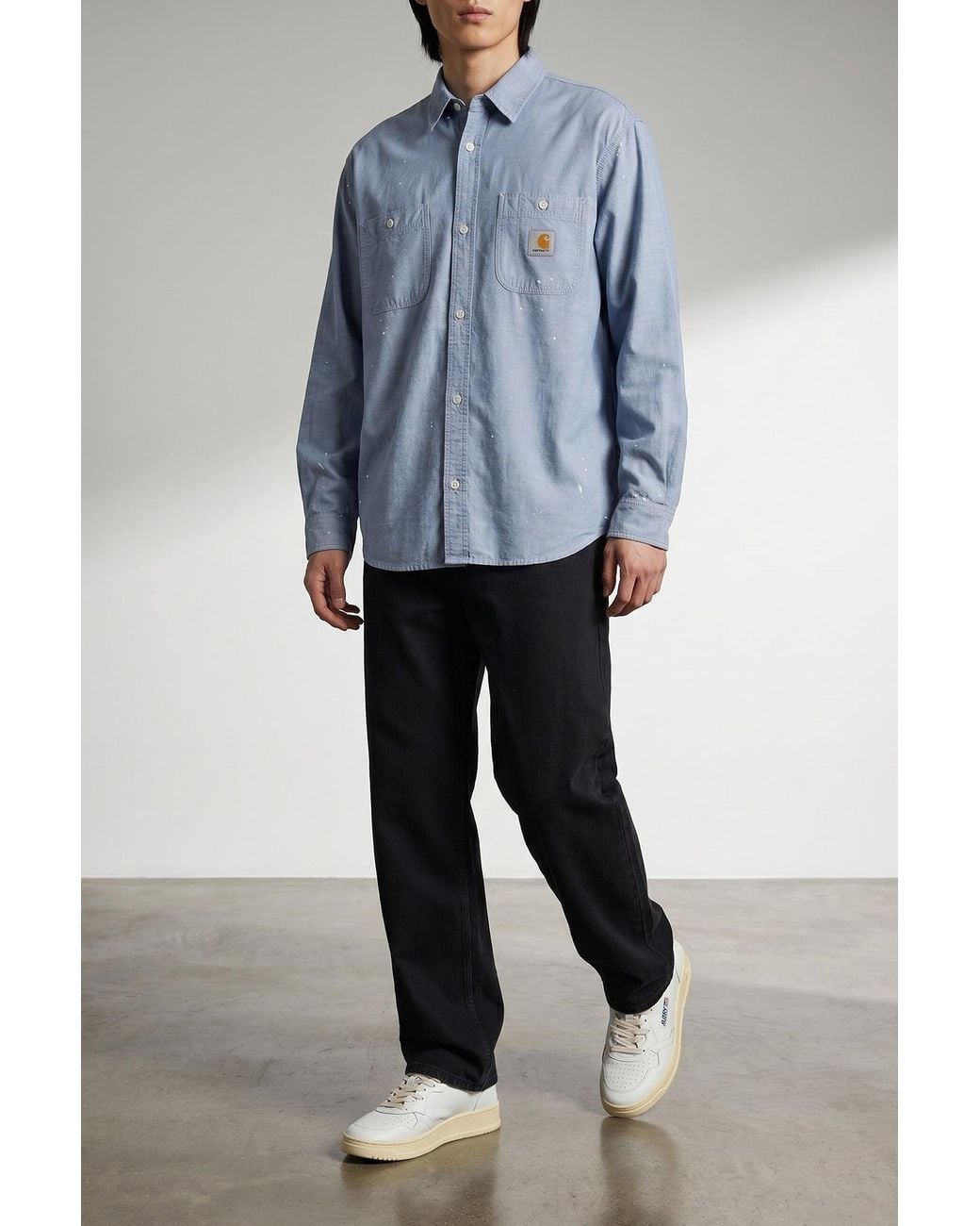 Carhartt Black Denim Trousers With Tonal Logo Patch for men