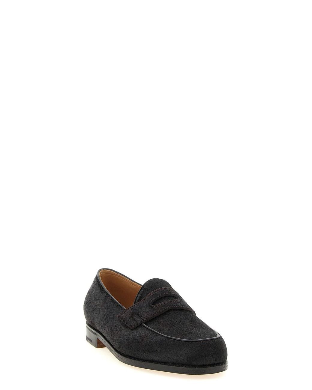 John Lobb Black Lopez Bristle Hide Loafer for men