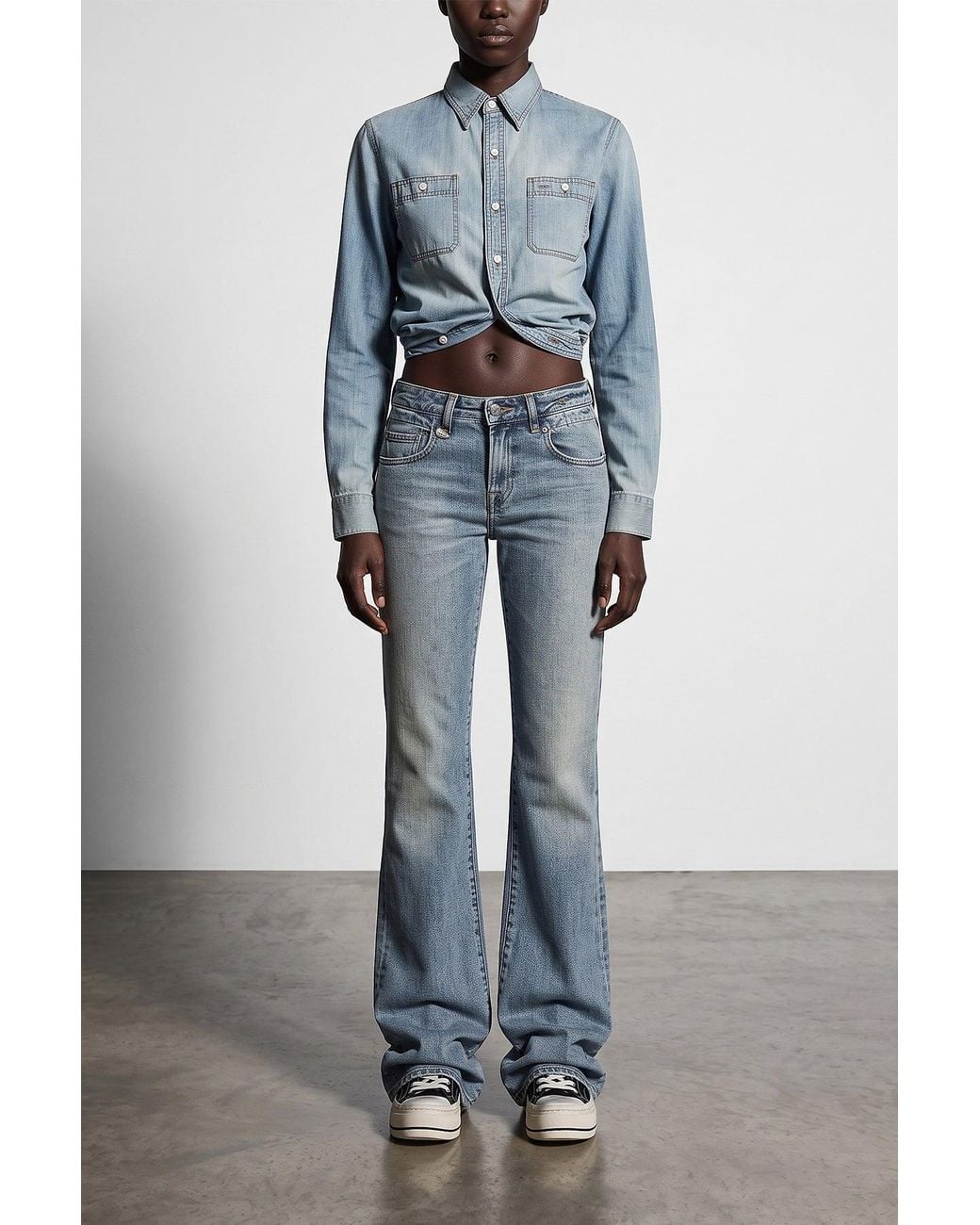 R13 Blue Wrap Around Denim Shirt