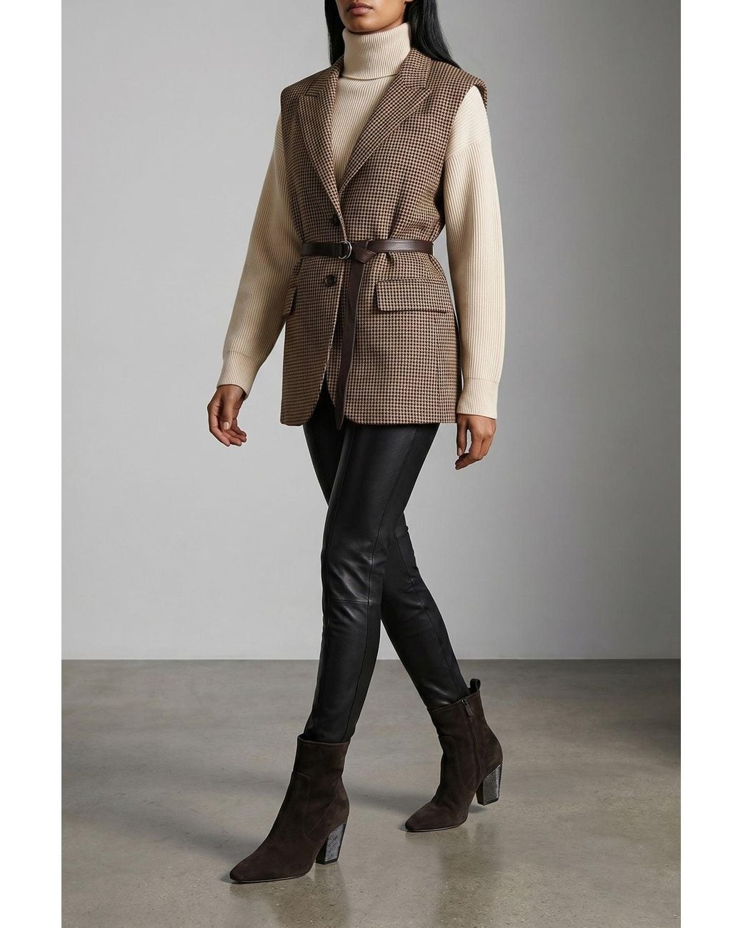 Brunello Cucinelli Gray Tailored Vest With Leather Belt