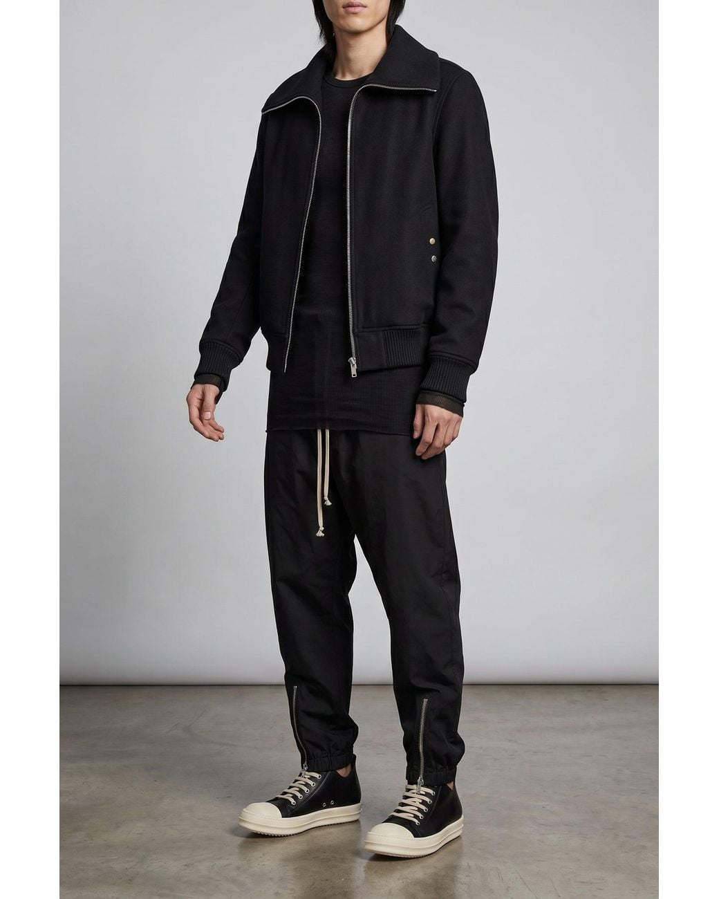 Rick Owens Black Bomber Jacket 'Dracuflight' for men