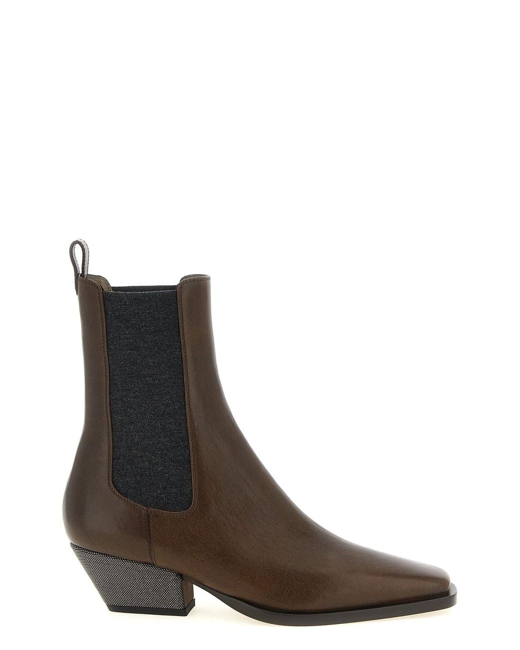 Brunello Cucinelli Brown The 'Precious Heel' Ankle Boot