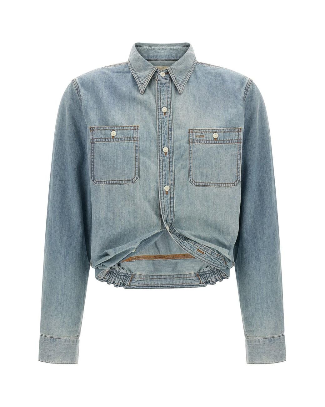 R13 Blue Wrap Around Denim Shirt