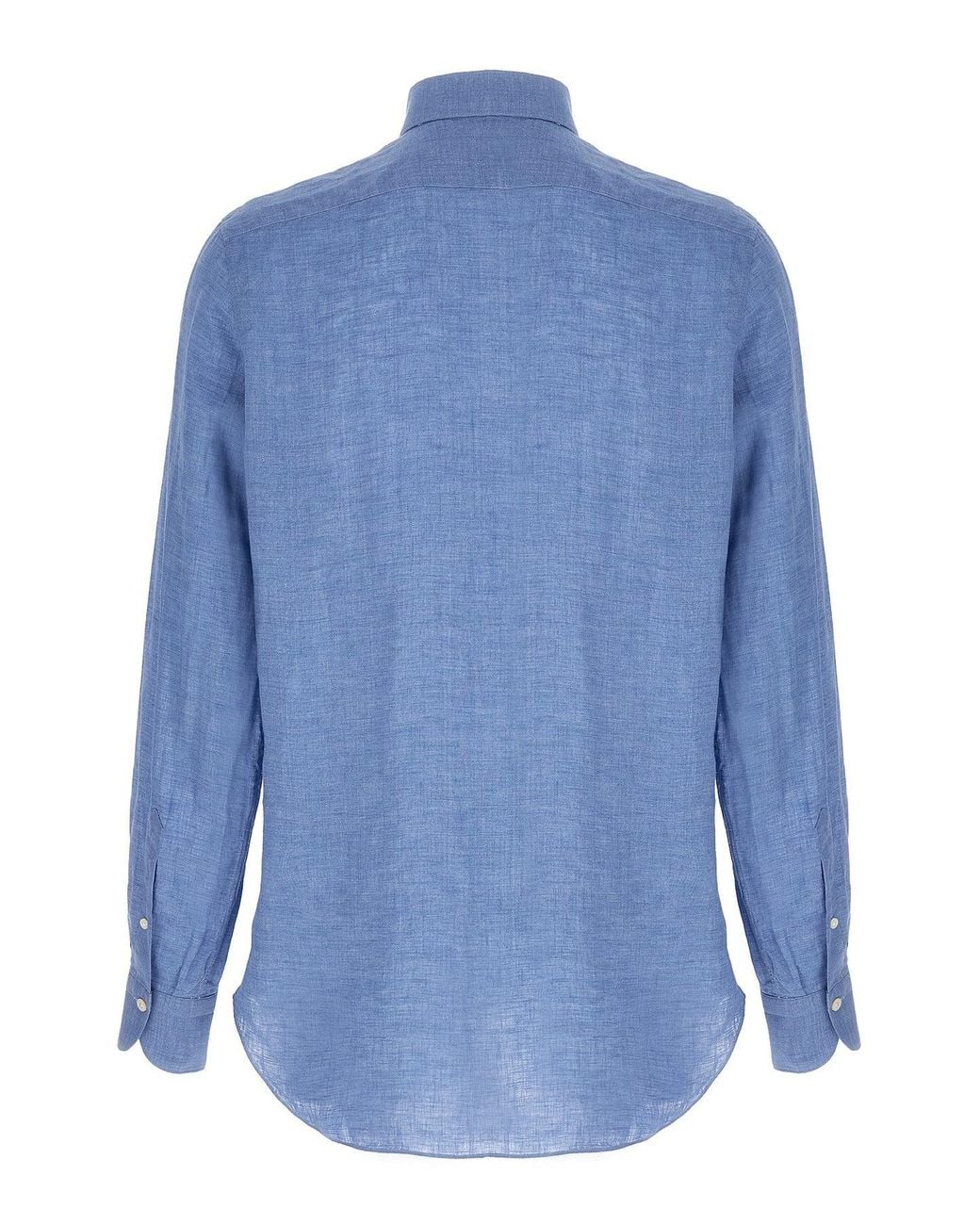 Camicia Con Collo Aperto di Finamore 1925 in Blue da Uomo