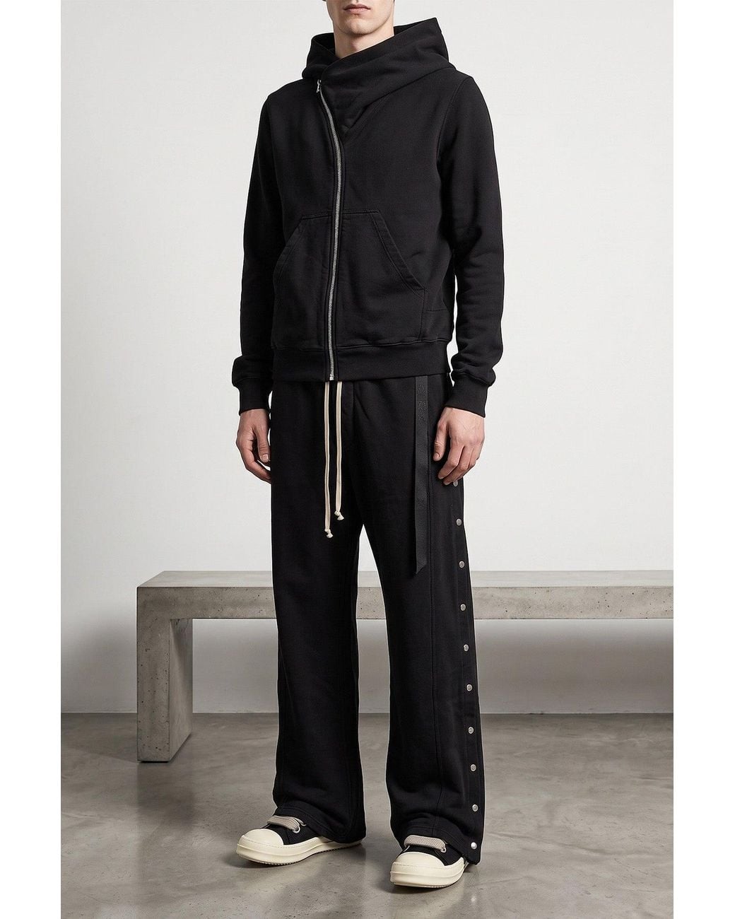 Rick Owens Black Wide Pusher Trousers for men