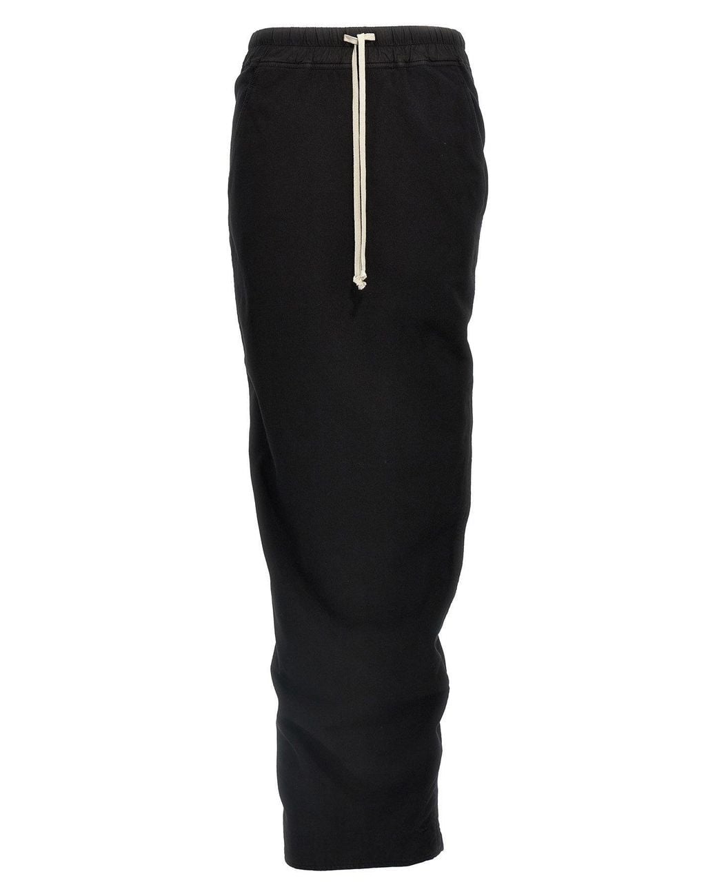 Rick Owens Black Maxi Skirt With Draped Back Split