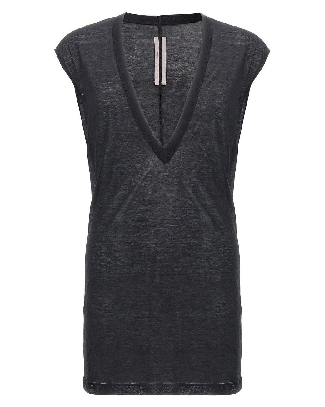 Rick Owens Black Dylan T Cotton T-Shirt With Deep V-Neck for men