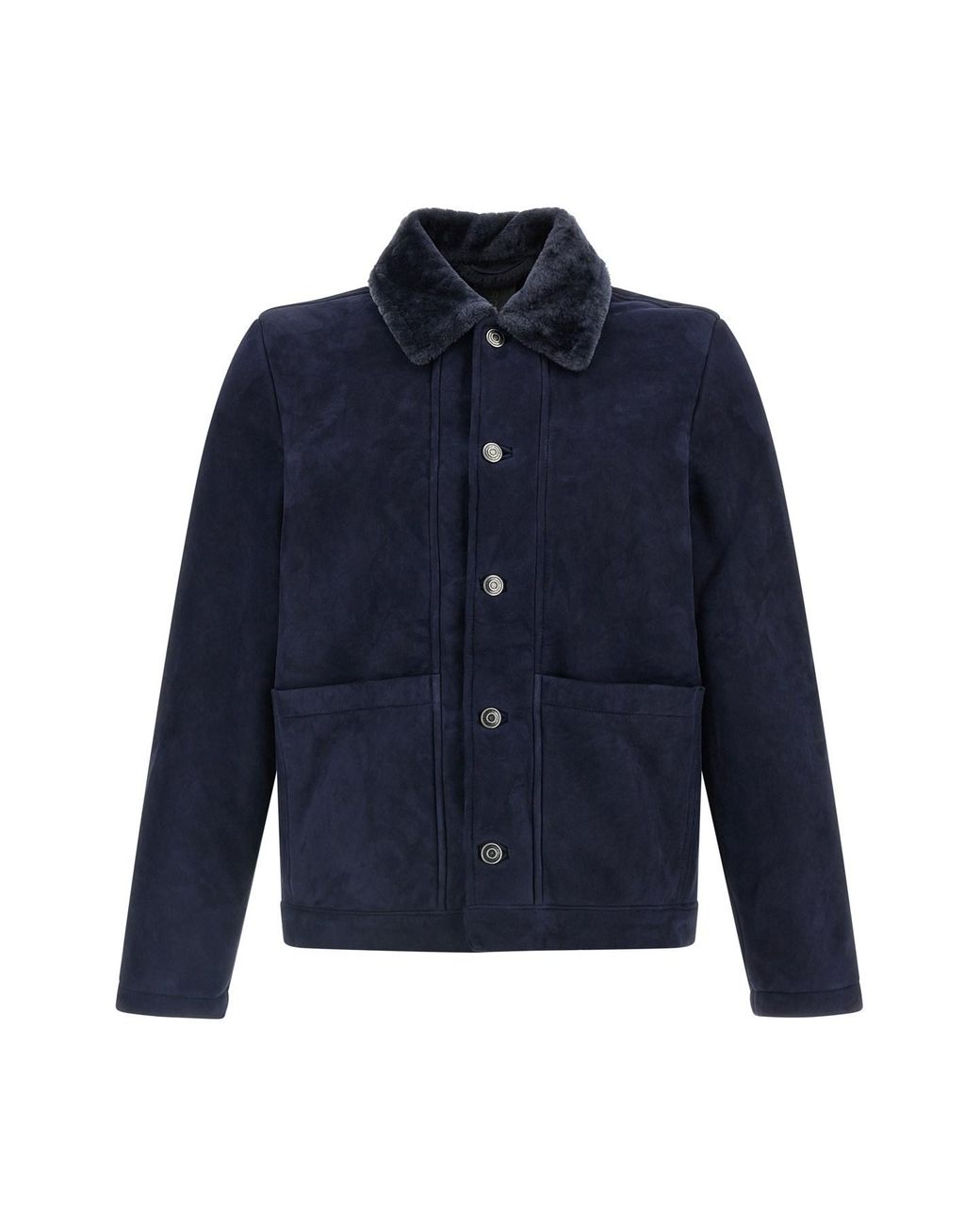Giorgio Brato Blue Shearling Neck Overshirt for men