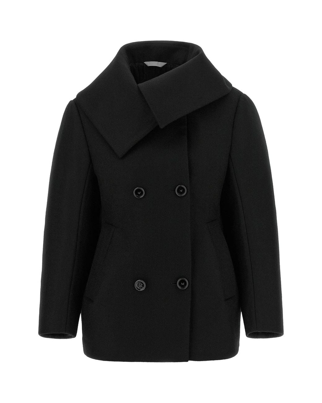 Balenciaga Black Asymmetric High-Collar Caban