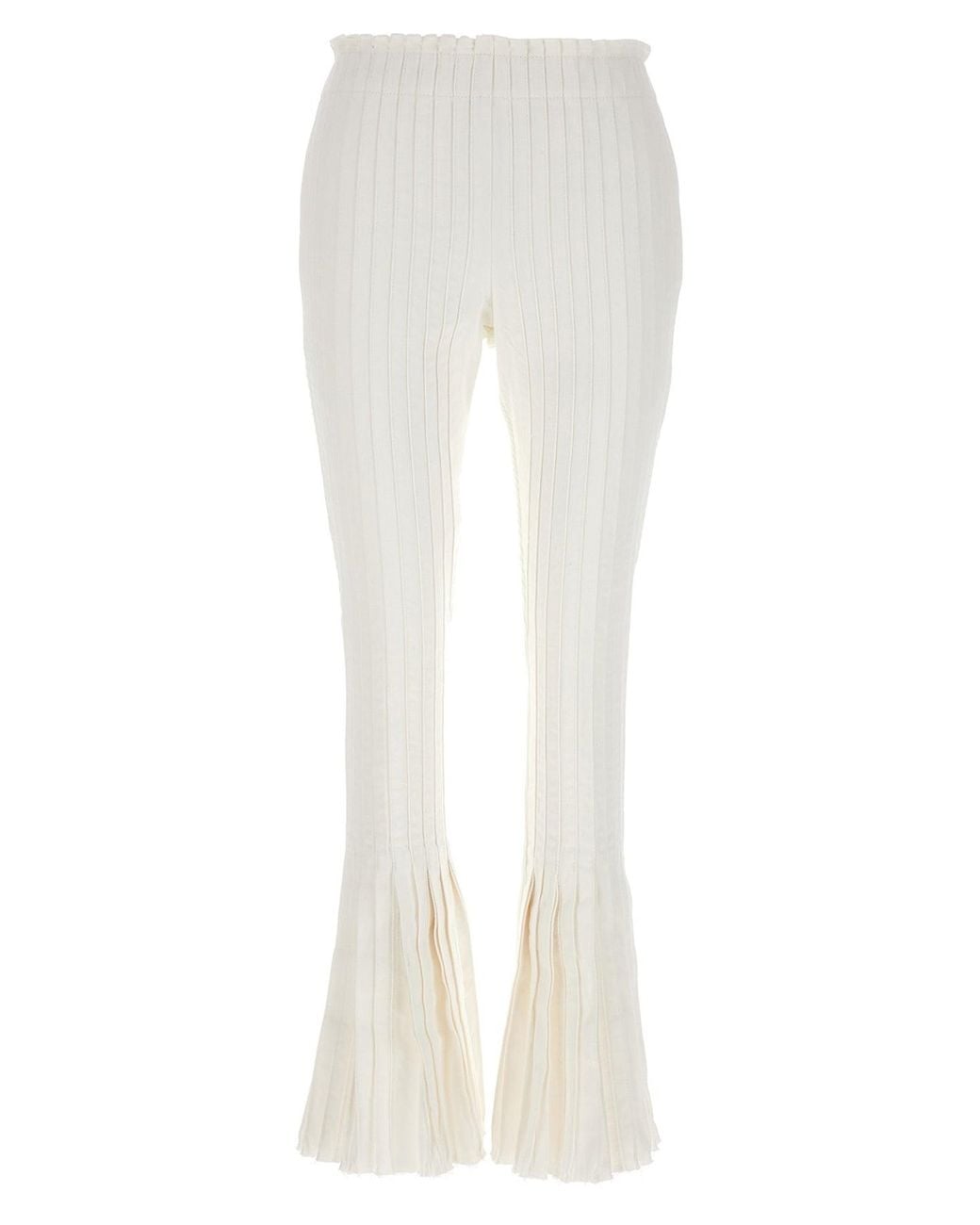 Sacai White 'Ribbed Pleated' Pants