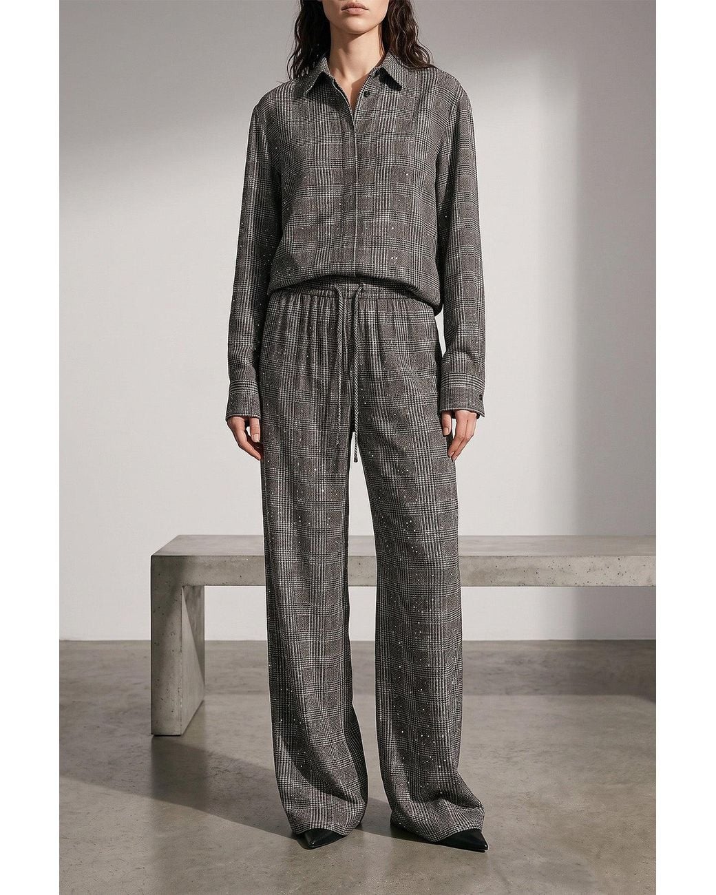 Ermanno Scervino Gray All-Over Crystal Trousers