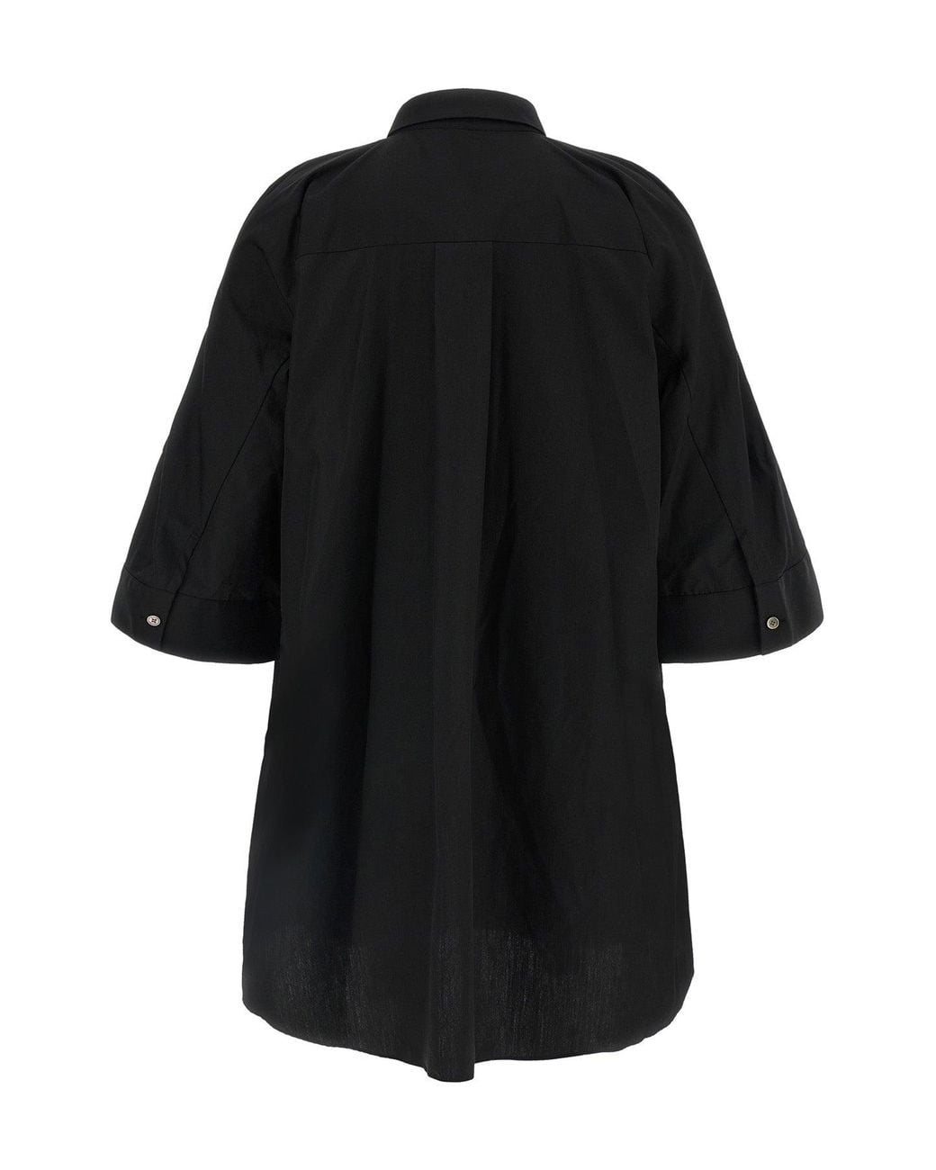 Sacai Black Shirt Dress With Voluminous Sleeves