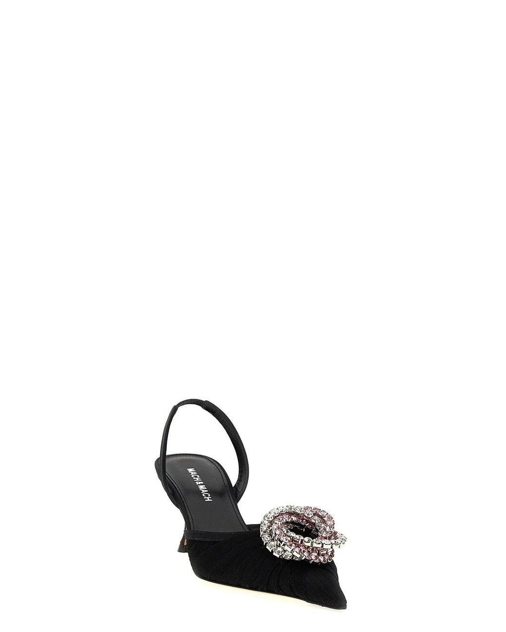Mach & Mach Black 'Galaxy Tulle' Slingback Pumps