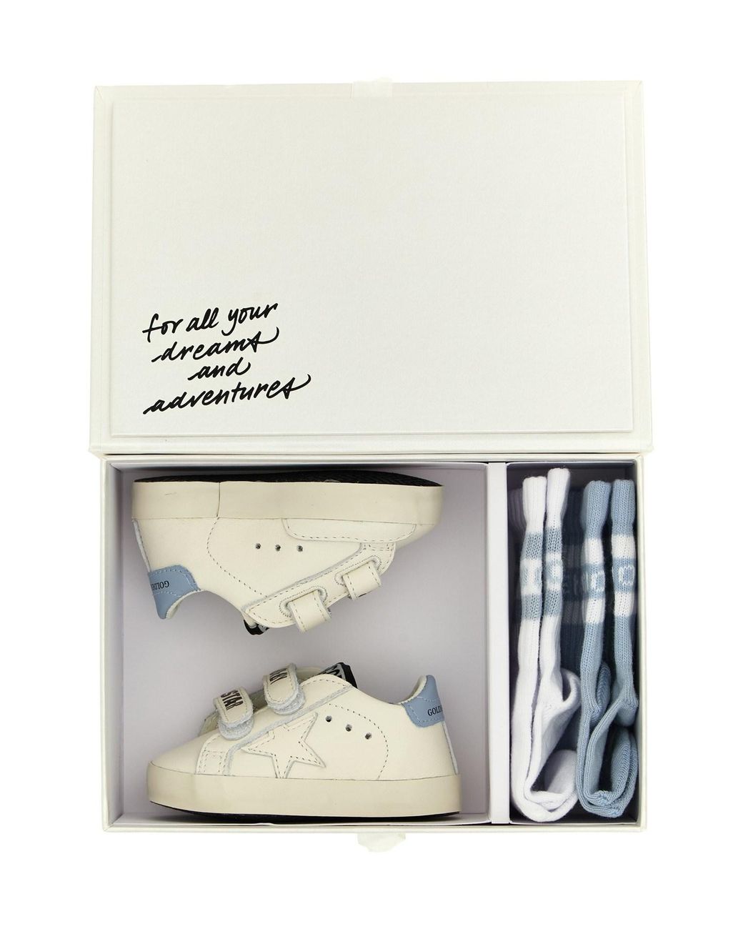 Golden Goose Deluxe Brand White 'baby School' 2-pack Sneaker + Socks Set for men