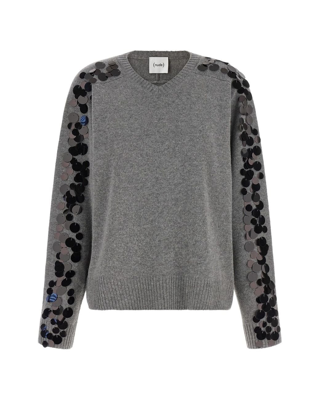 Nude Gray Sequin Sweater