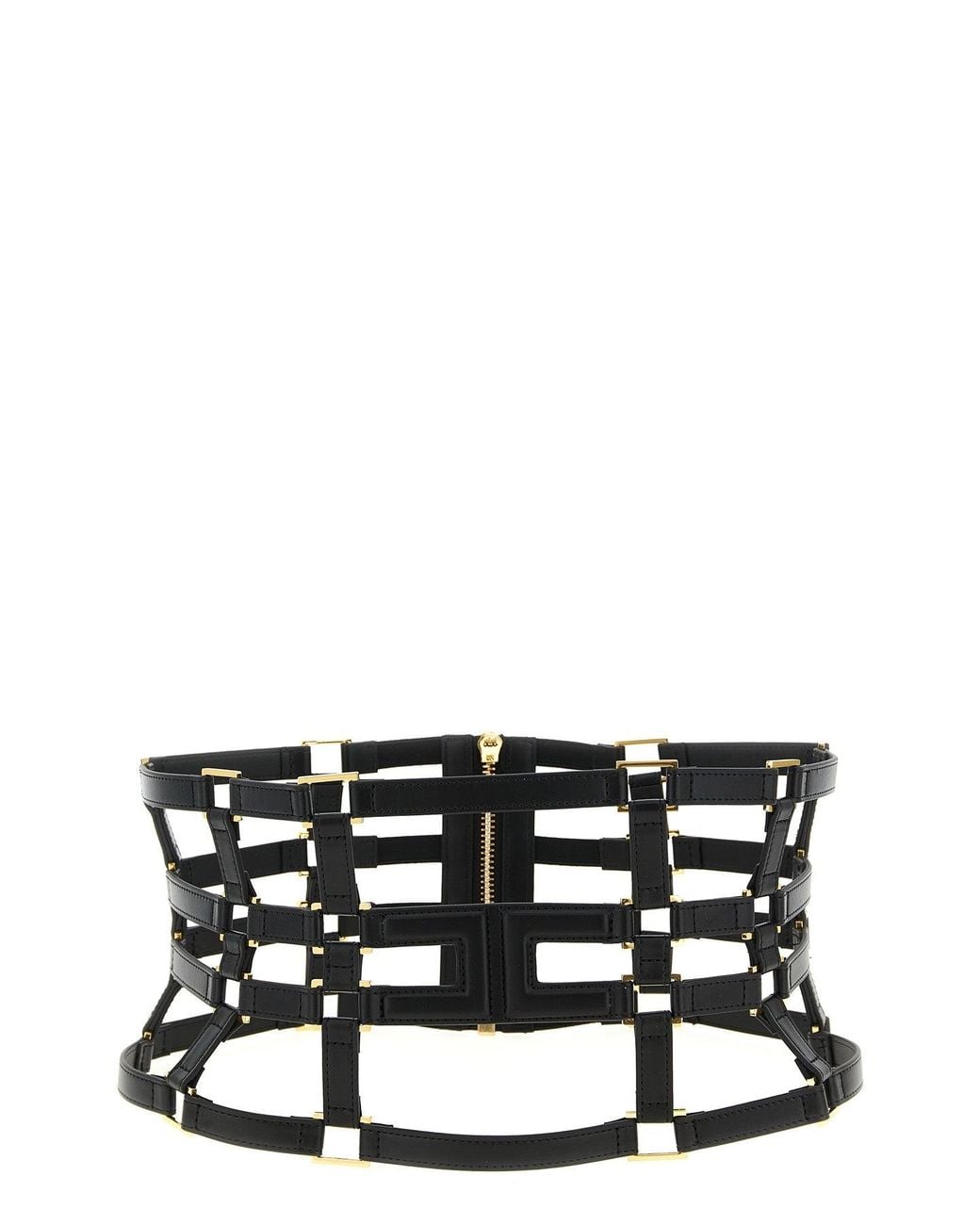 Elisabetta Franchi Black Cage Strap Corset Belt
