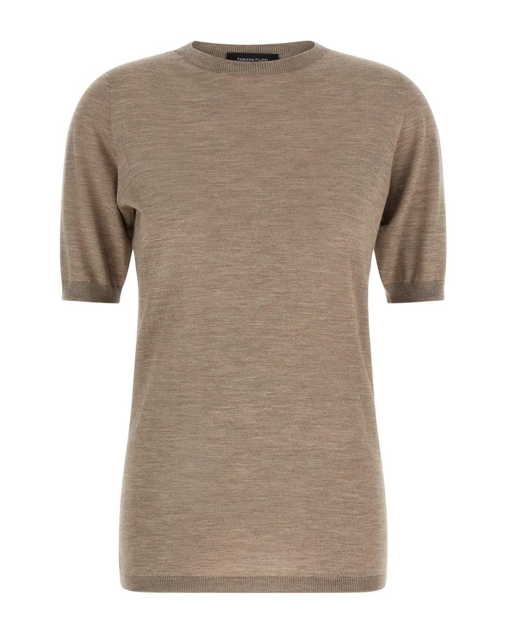 Fabiana Filippi Brown Cashmere And Silk Blend Knit Top