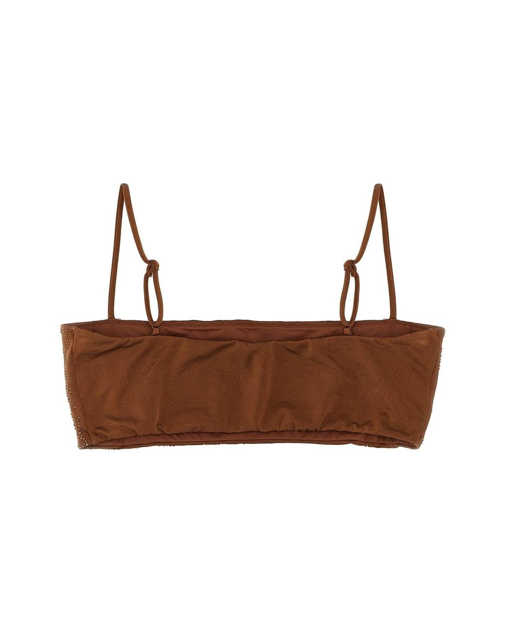 Mc2 Saint Barth Brown 'Athena Shiny Strass Leopard 18' Bikini Top