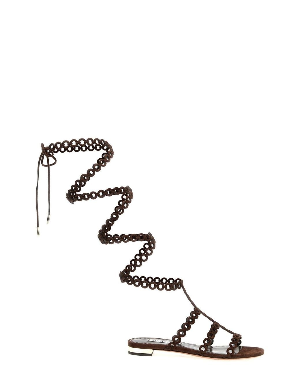 Aquazzura Brown 'Infinity Chain Gladiator Flat' Sandal