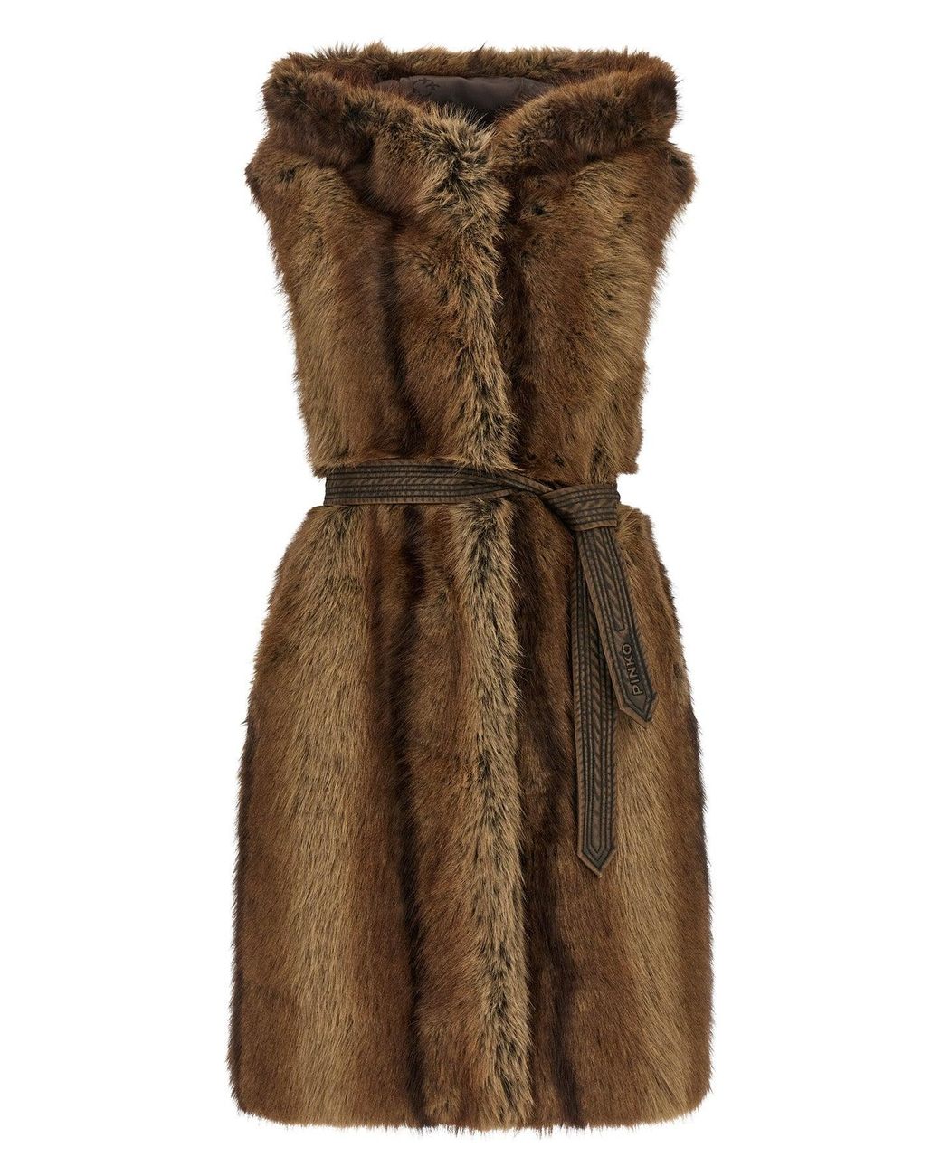 Pinko Brown Galearis Faux Fur Gilet