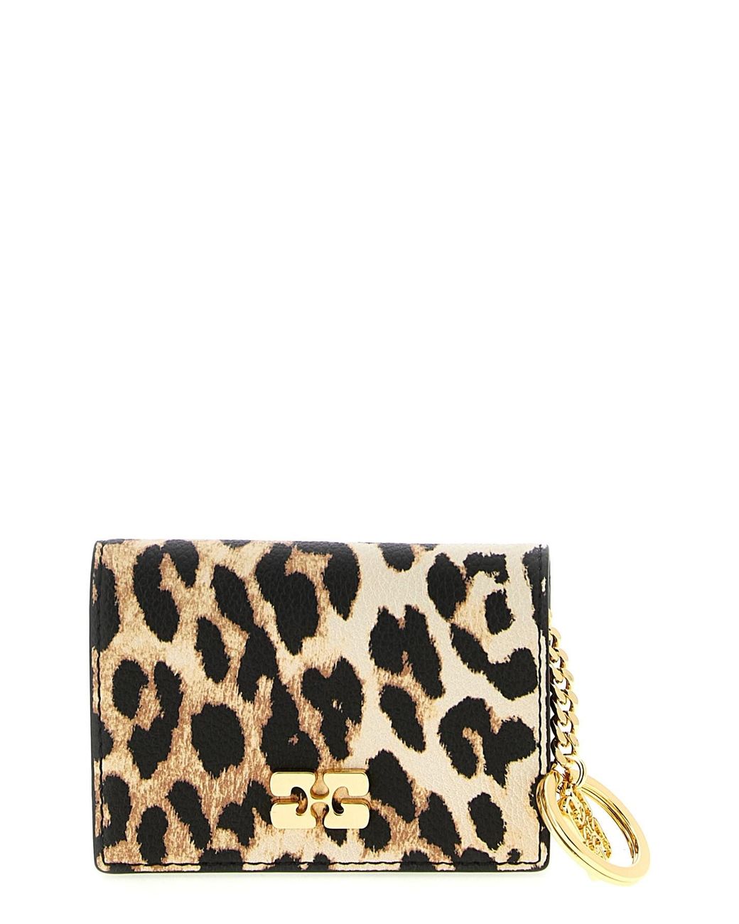 Ganni Black 'leopard' Print Card Holder