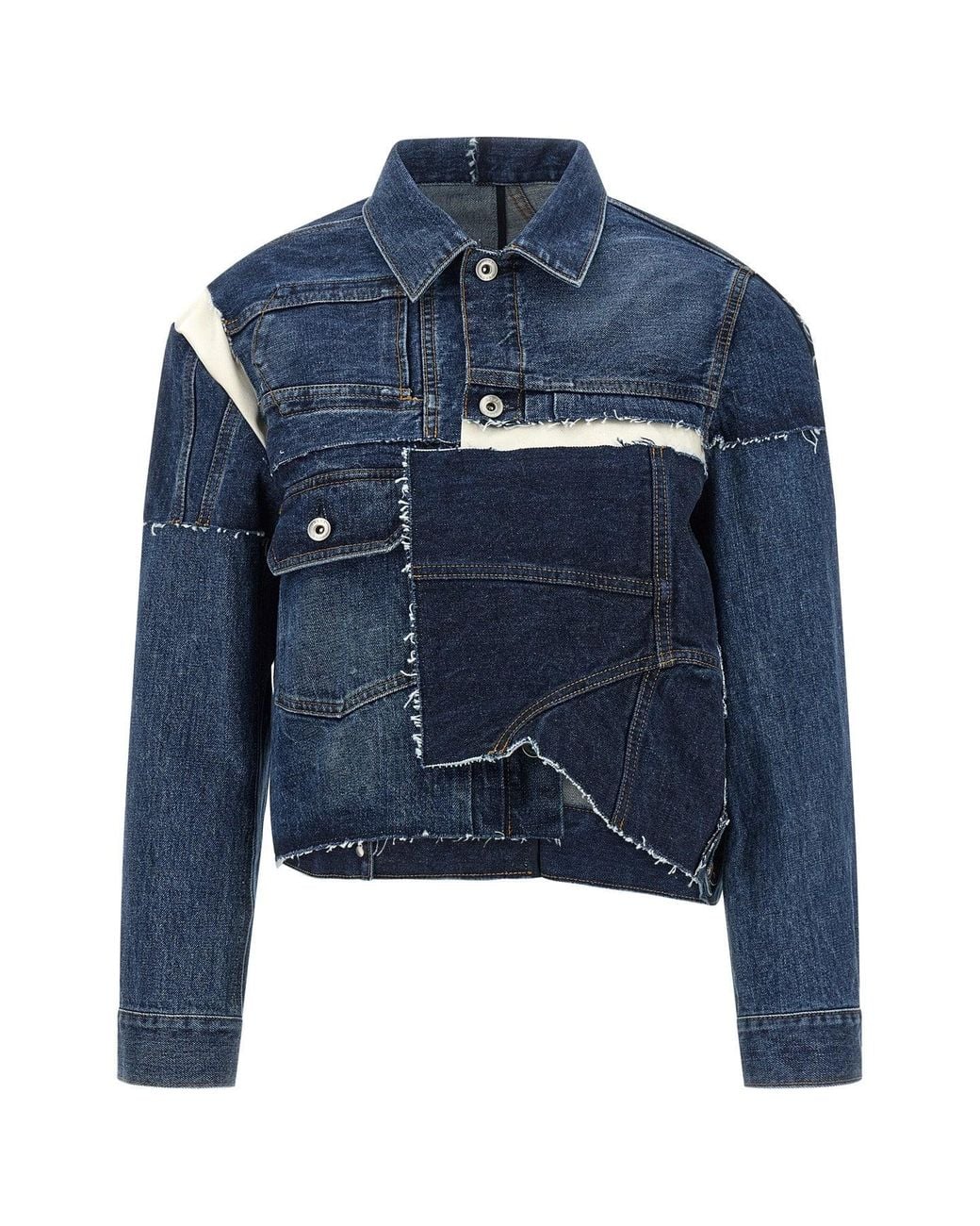 Sacai Blue Denim Jacket With Patchwork Construction