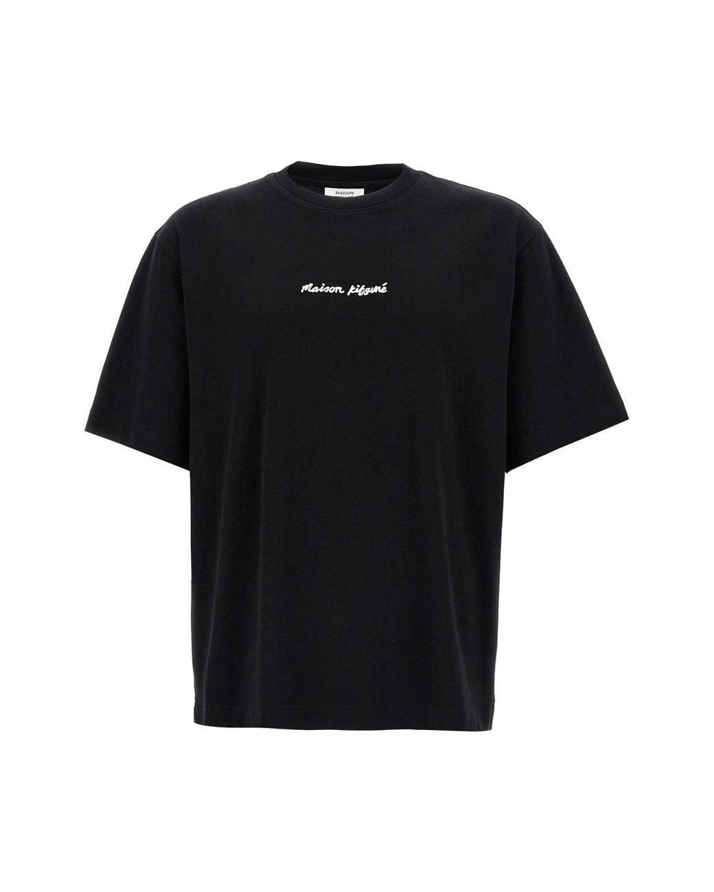 Maison Kitsuné Black T-Shirt 'Maison Kitsune Embroidery Oversize' for men