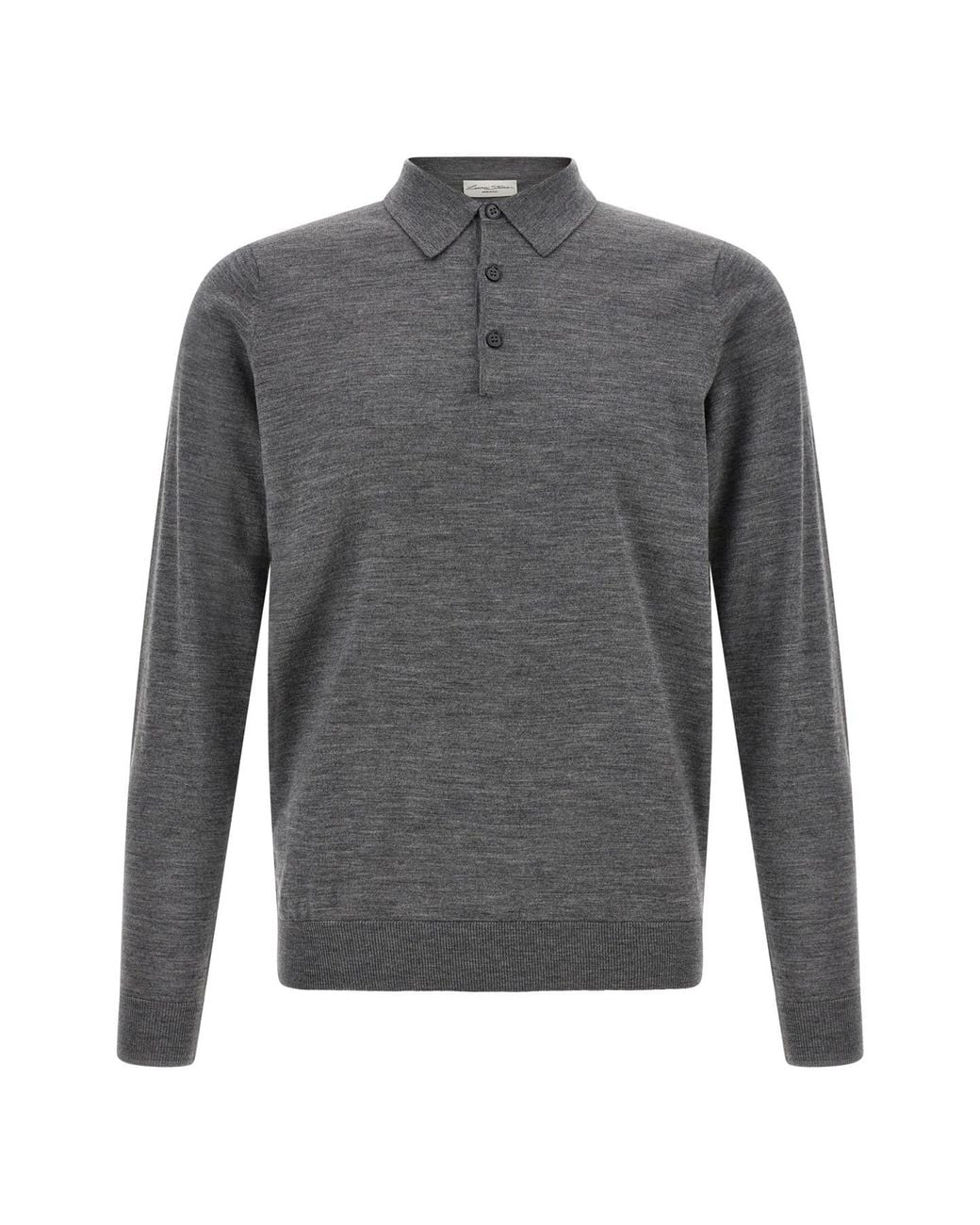 LARMERI STUDIO Gray Merino Wool Polo Shirt for men