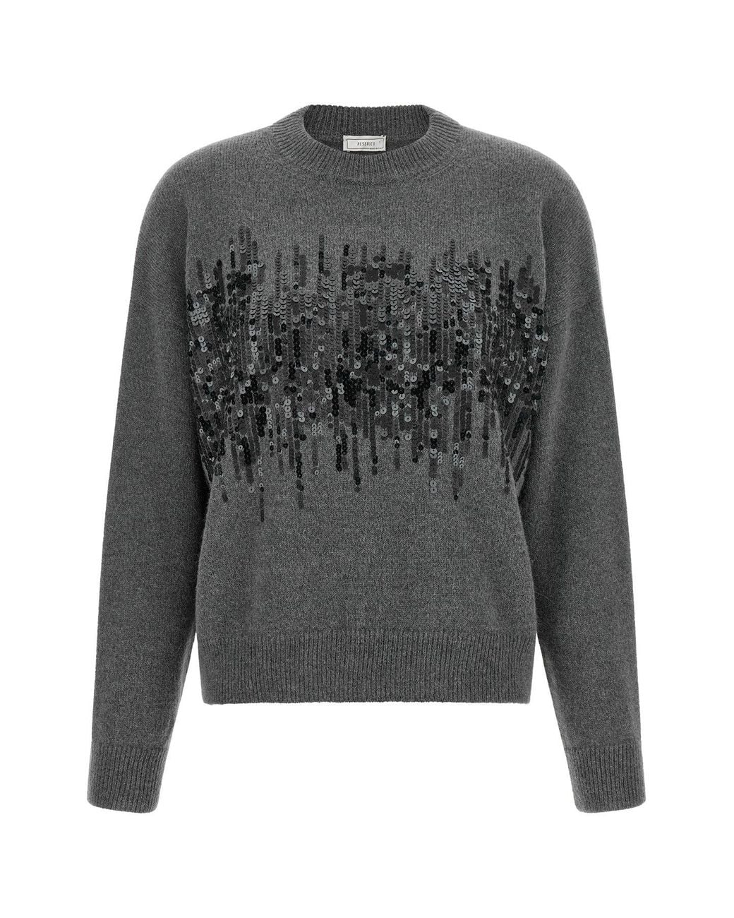 Peserico Gray Sequin Knit Sweater
