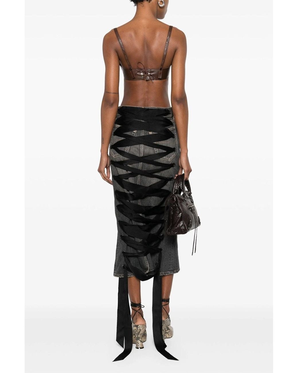 Balenciaga Black 'Lace-Up' Skirt