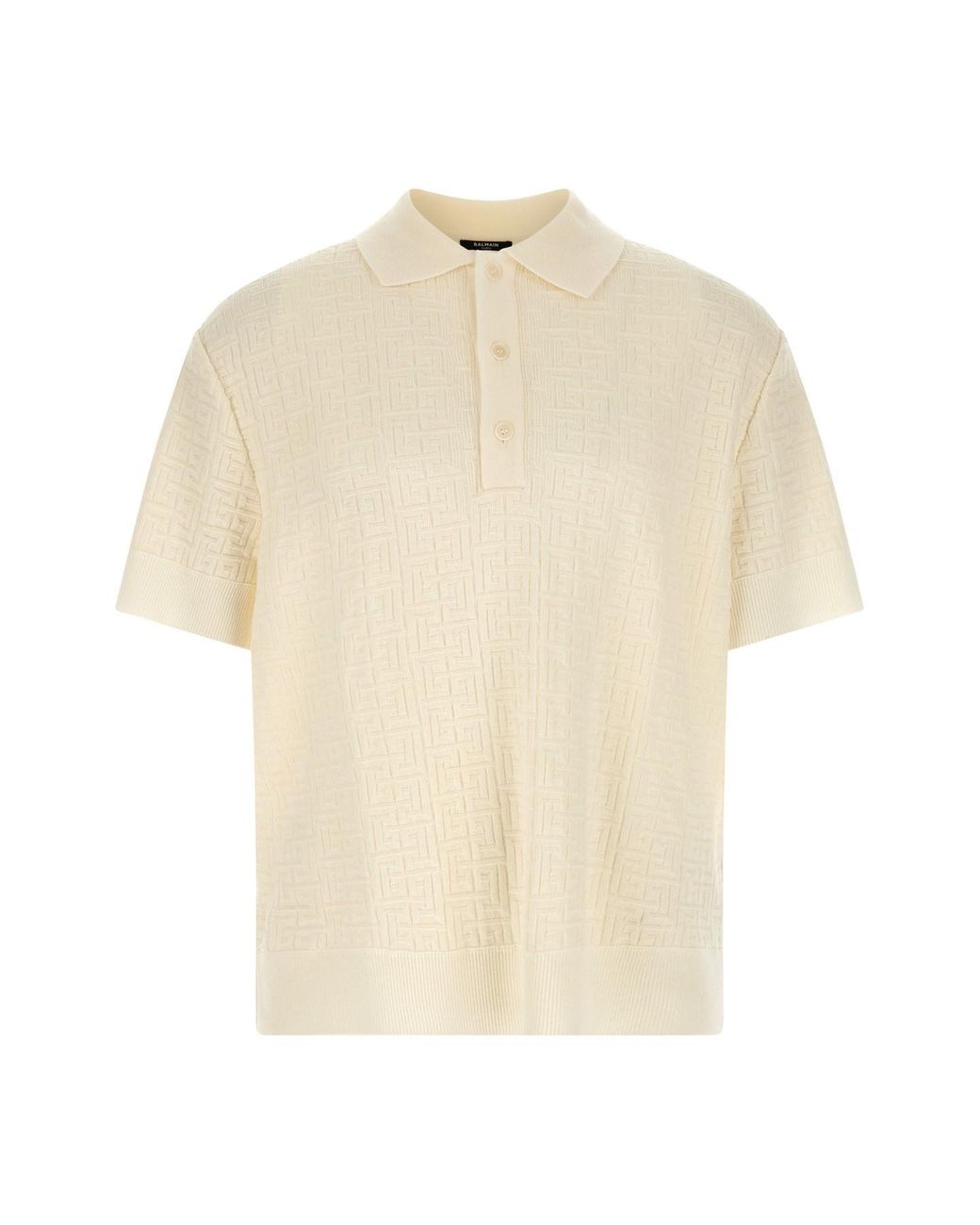 Balmain Natural Monogram Jacquard Polo Shirt for men
