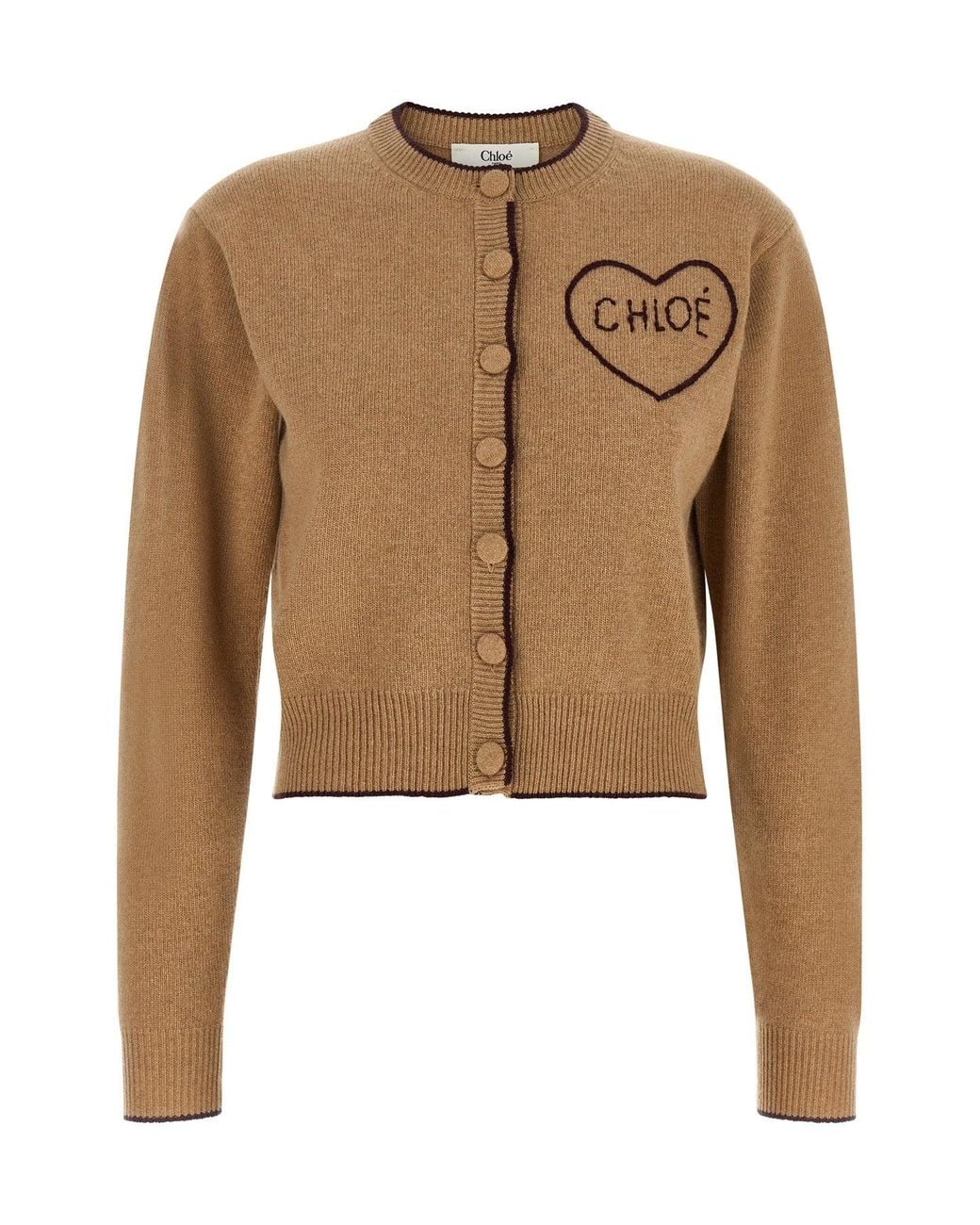 Chloé Natural Heart Intarsia Cardigan