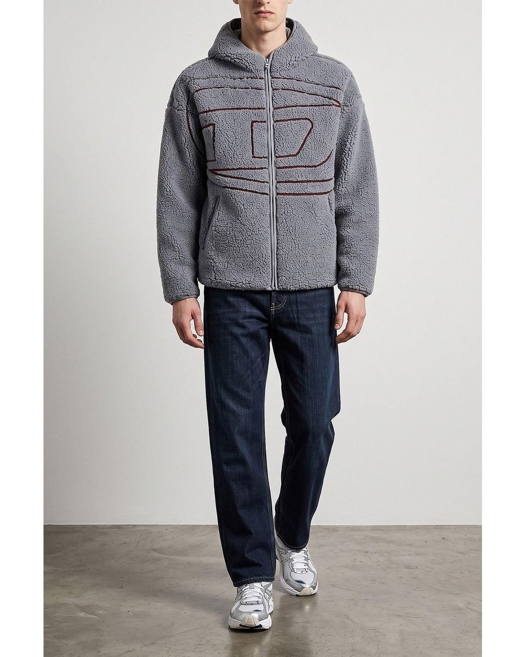 DIESEL Gray Teddy 'S-Zat' Hoodie for men