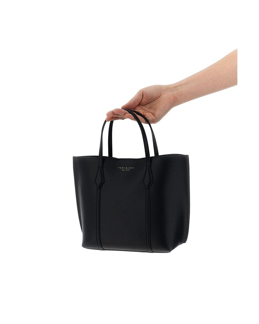 Tory Burch Black Pebbled Leather Tote Bag